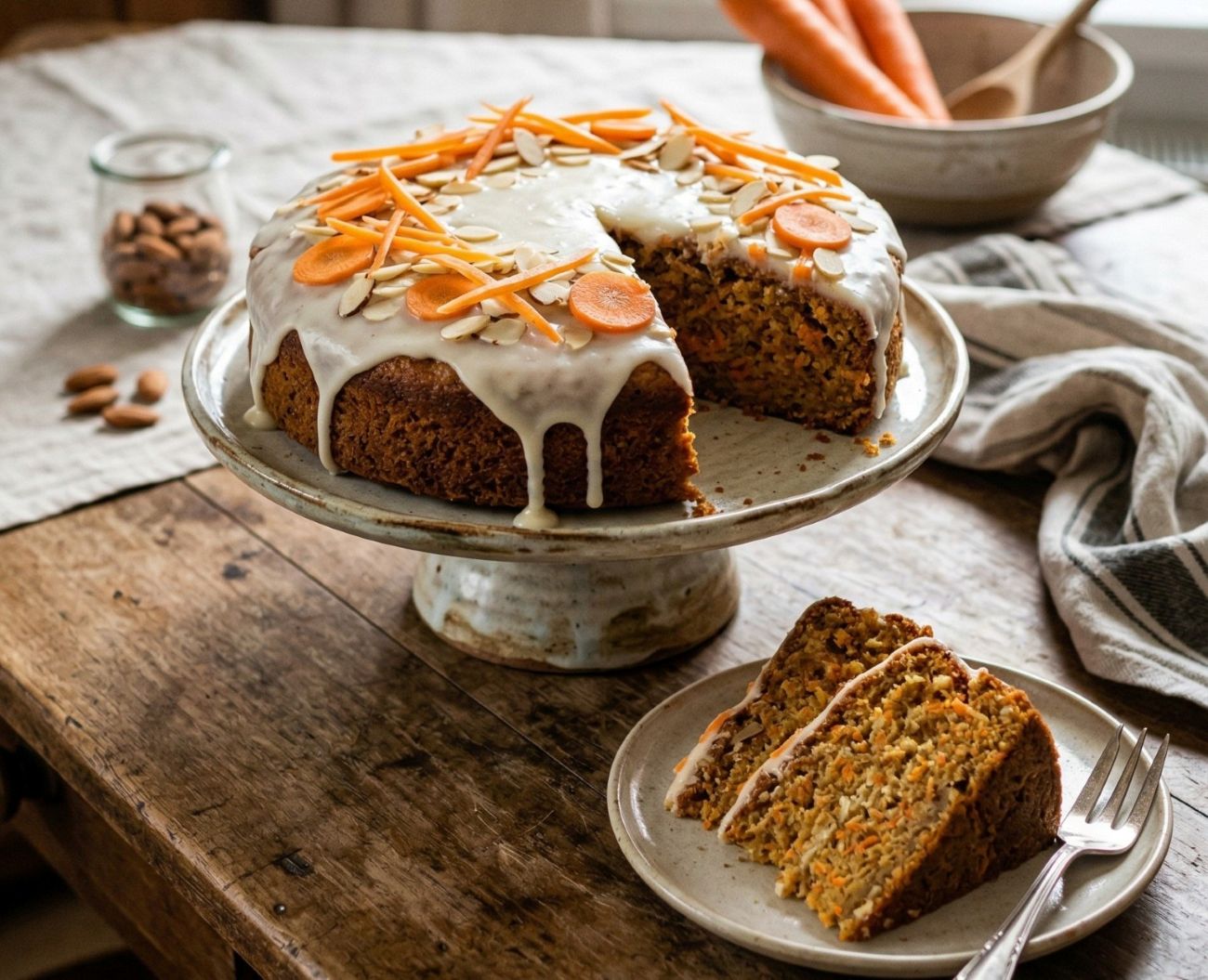 Rustic Easter Carrot Cake with Lemon Glaze