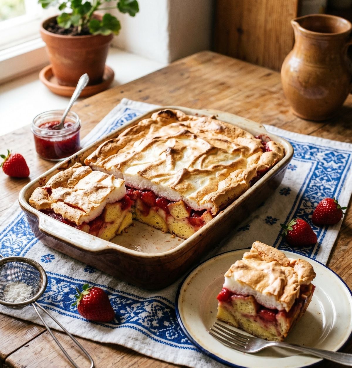 Strawberry & Vanilla Bread Pudding – A Hungarian Rustic Dessert