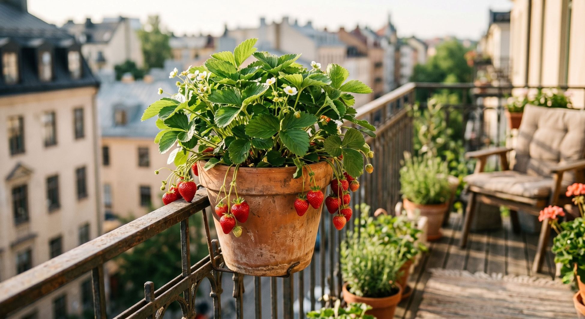 Strawberries on a Balcony – Sweetness Within Arm’s Reach