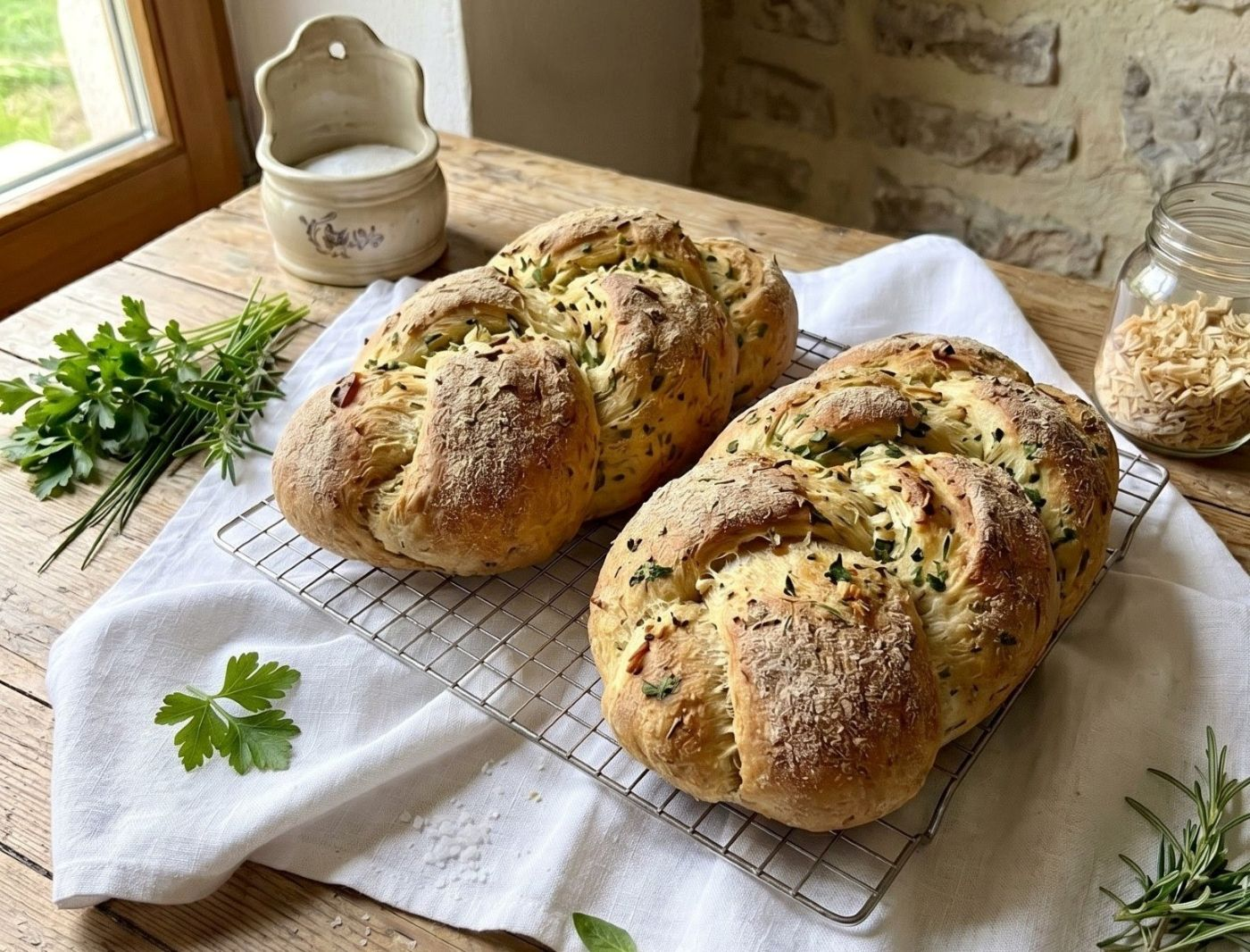 Herb & Onion Plaited Bread – A Rustic Savoury Loaf