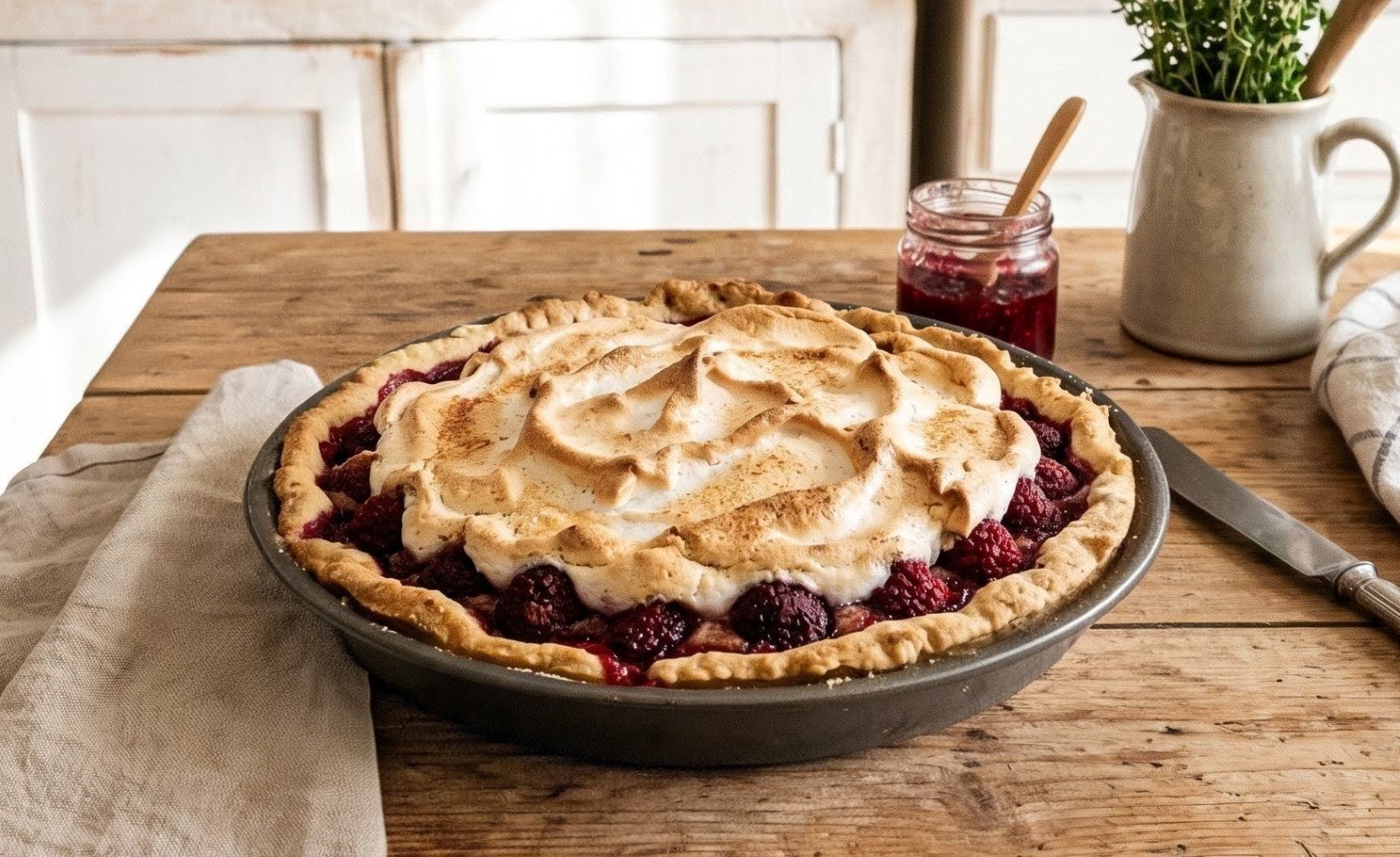 Raspberry Torte – A Rustic Shortcrust Cake with Fresh Berries and Meringue